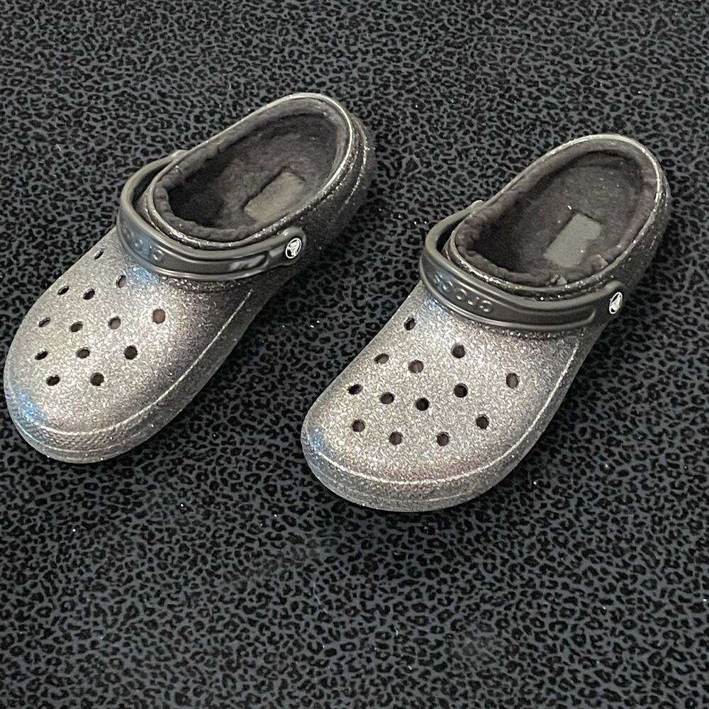 Crocs Classic Clogs Glitter Sparkle Womens Size 12 Mens 10 Black